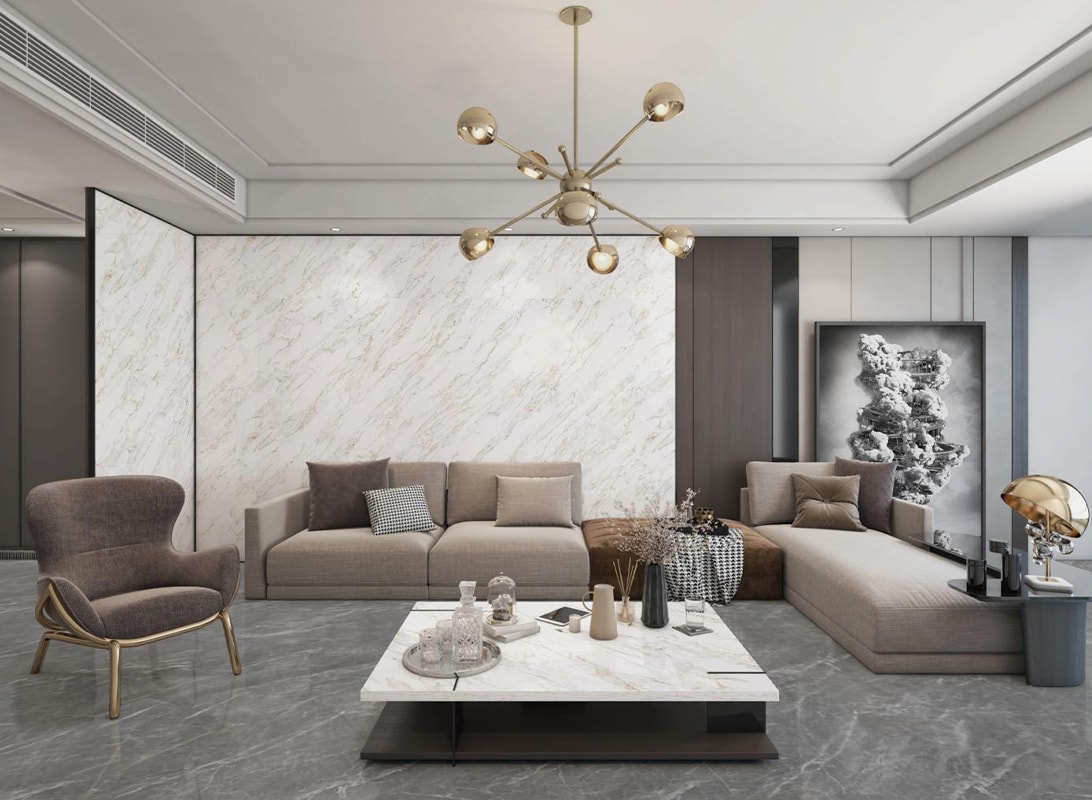 calacatta gold quartz wall cladding picture