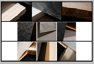 Sintered stone slab samples showcasing 2025 design trends for kitchen and bathroom countertops. Explore the pros and cons.
