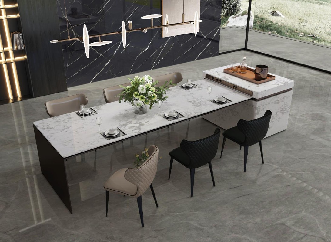 Carrara Mist Quartz Slab HF-668: Ethereal Cloud-Like Elegance for Modern Kitchen & Bathroom Countertops – Redefine Your Space with Subtle Sophistication - Image 5