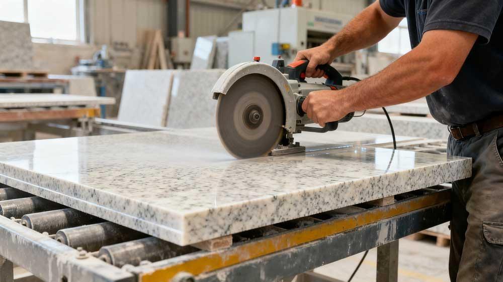 a picture of the concept of easier fabrication for quartz slab made by AI