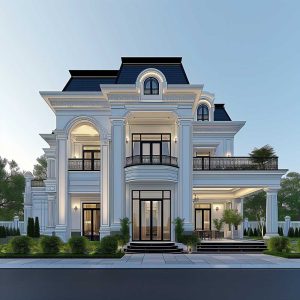 luxury villa made by stone inside and outside